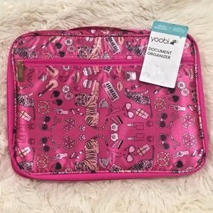 D14-Hot Pink Satin Document Organizer/13" Laptop Case